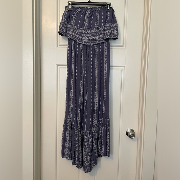 Japna Clothing Strapless Flair Leg Blue Bohemian Hippie Romper Womens Size Small - Picture 6 of 9